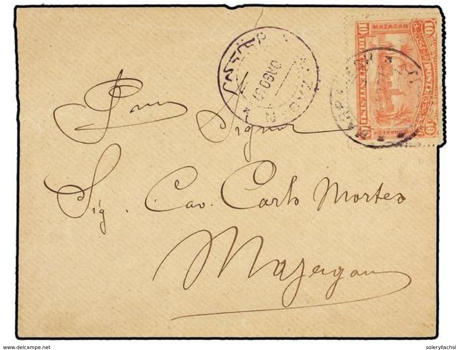 MARRUECOS: CORREO LOCAL. Yv.54. 1897. MARRAKECH A MAZAGÁN. Sobre Con Sello Local De 10 Cts. Rosa, Llegada En El Anverso. - Autres & Non Classés