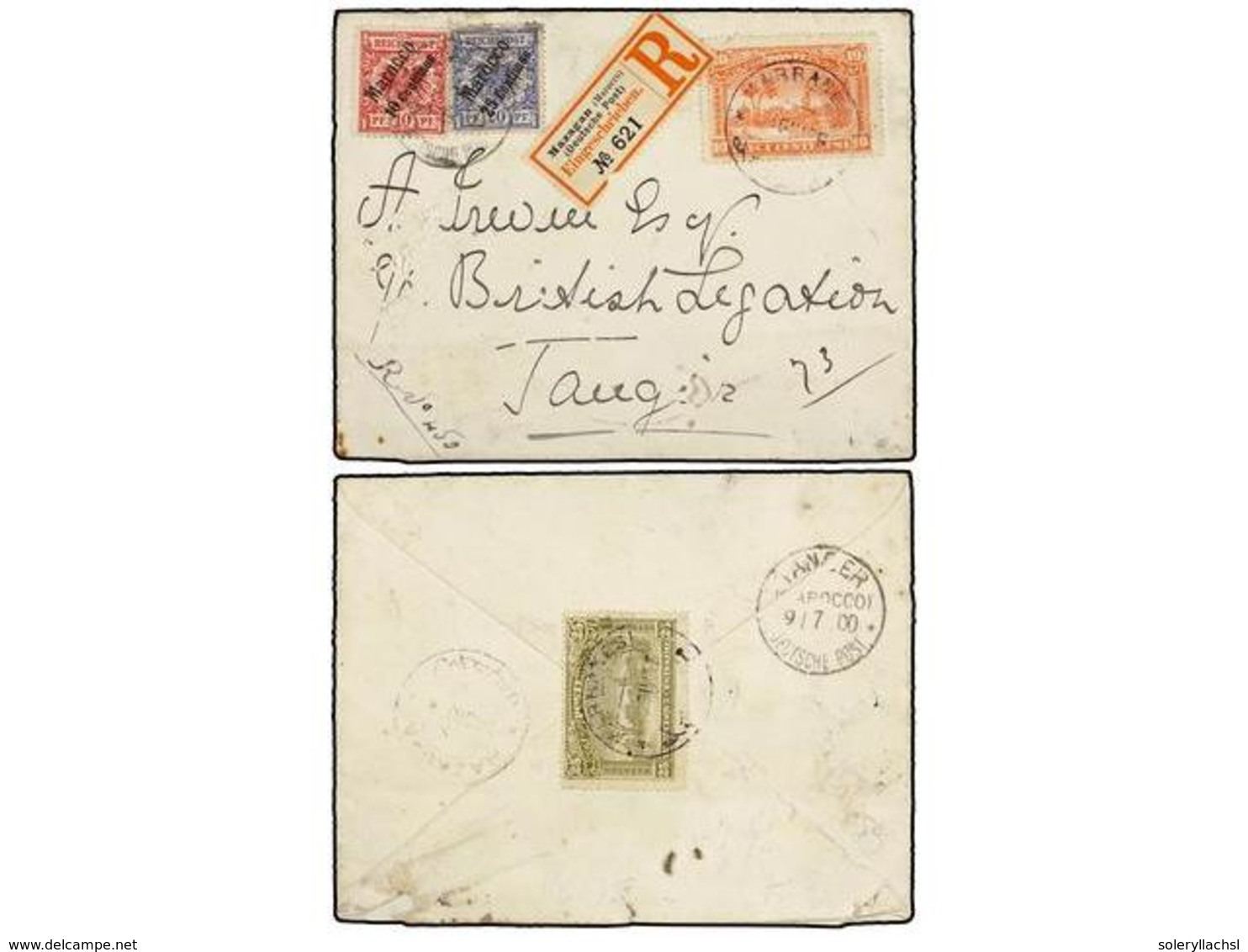 MARRUECOS: CORREO LOCAL. Yv.54. 1900. MARRAKECH A TANGER. Sobre Circulado Por Correo Certificado Con Sellos Del Correo L - Otros & Sin Clasificación