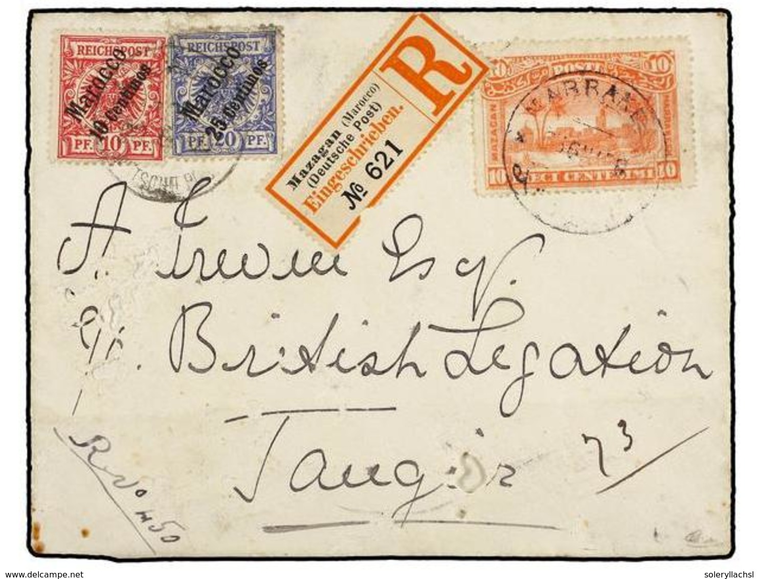 MARRUECOS: CORREO LOCAL. Yv.54. 1900. MARRAKECH A TANGER. Sobre Circulado Por Correo Certificado Con Sellos Del Correo L - Sonstige & Ohne Zuordnung