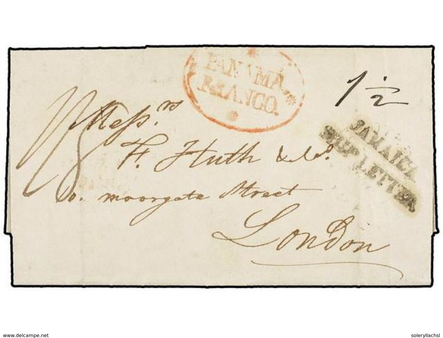 PANAMA. 1842 (13 Marzo). PANAMÁ A LONDRES. Carta Completa, Marca PANAMA/FRANCO En Rojo Y JAMAICA/SHIP LETTER Estampada E - Otros & Sin Clasificación