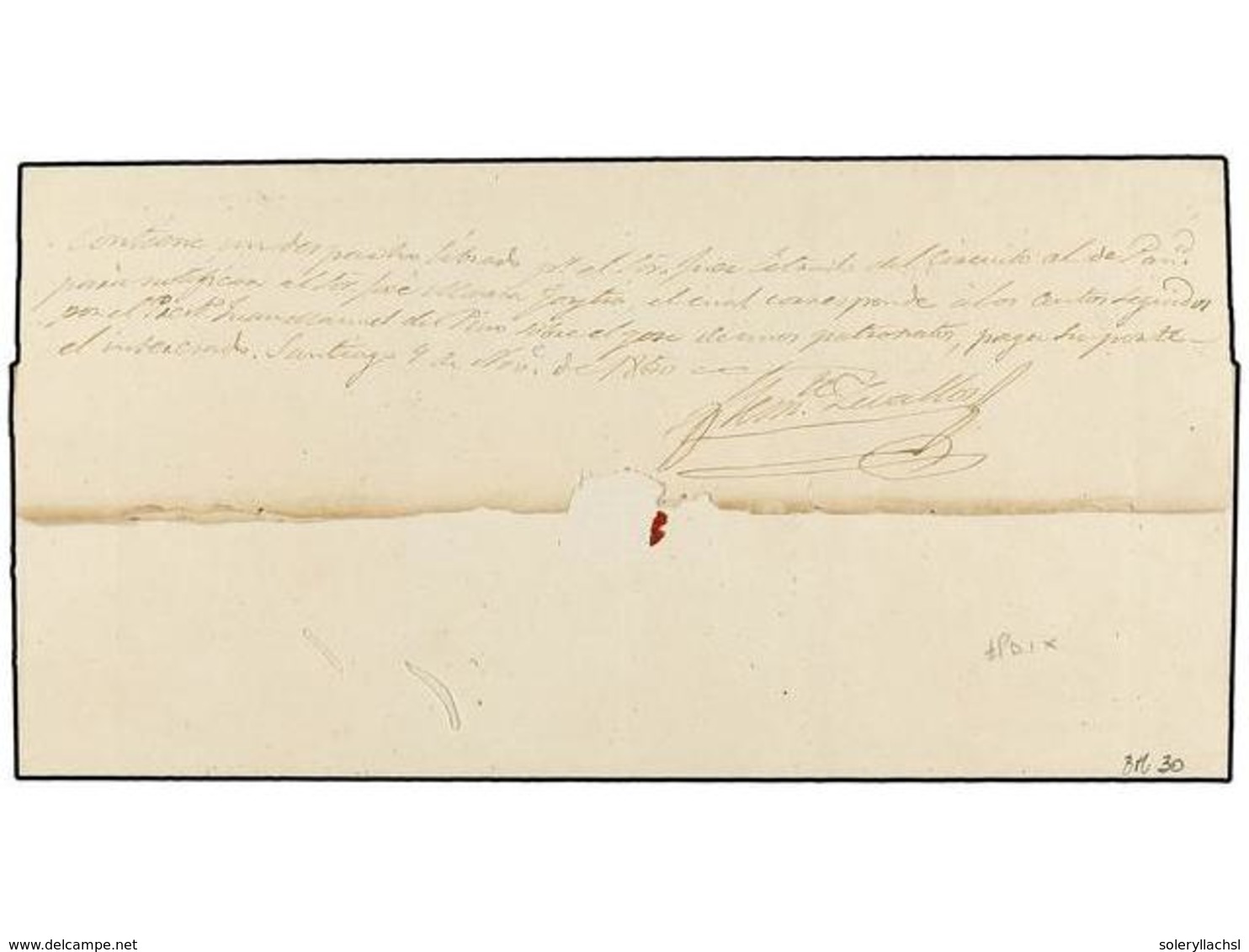 PANAMA. 1850 (9 Noviembre). SANTIAGO A PANAMÁ. Plica Judicial Con La Marca VERAGUA/FRANCA En Negro Y Porte De 3 Reales.  - Sonstige & Ohne Zuordnung