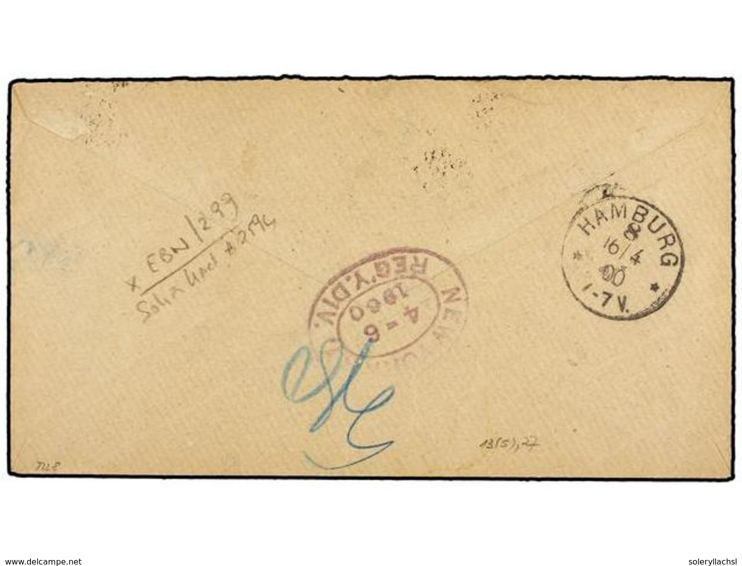 PANAMA. Sc.16 (5)+F3. 1900. PANAMÁ A HAMBURG (Alemania). 2 Ctvos. Carmín Tira De Cinco Y Sello De Certificados De Panamá - Autres & Non Classés