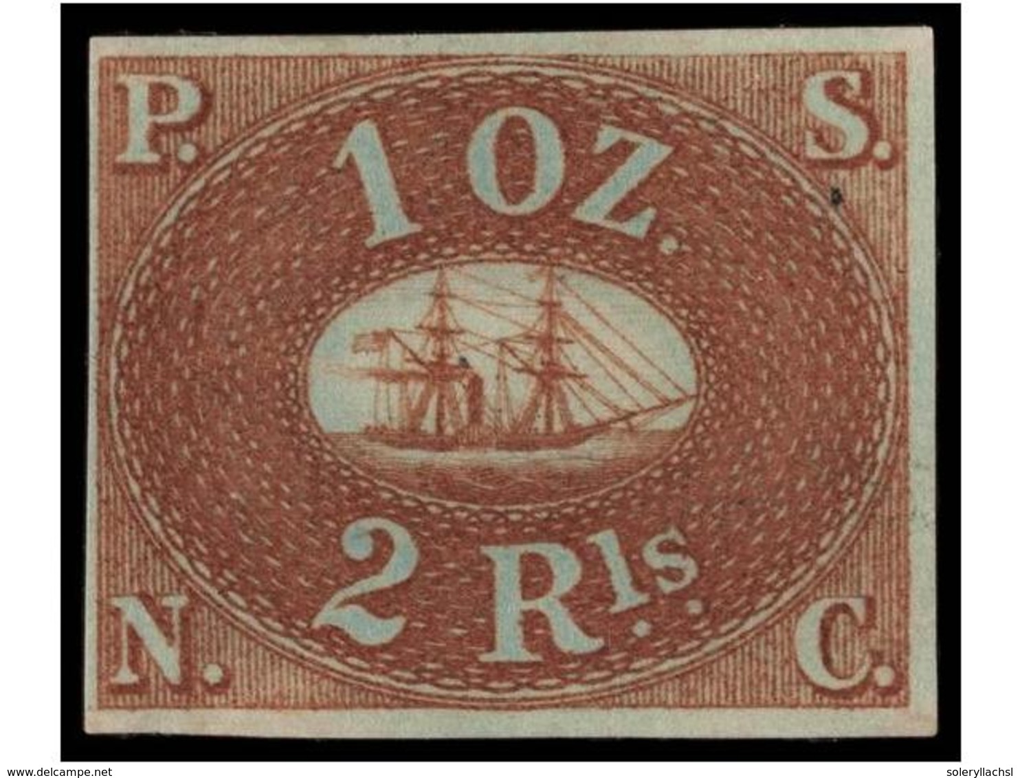 * PERU. Sc.2. 2 Reales Castaño Rojo S. Papel Azulado. Muy Bonito Ejemplar. Cert. APS. Scott.1.900$. - Autres & Non Classés