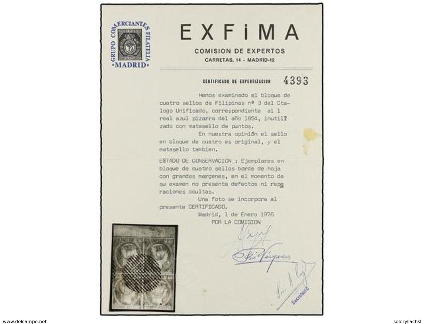 ° COLONIAS ESPAÑOLAS: FILIPINAS. Ed.3b (4). 1 Real Gris Azulado (pos. 2, 3, 7, 8 De La Hoja), Mat. CÍRCULO DE PUNTOS. Bl - Otros & Sin Clasificación