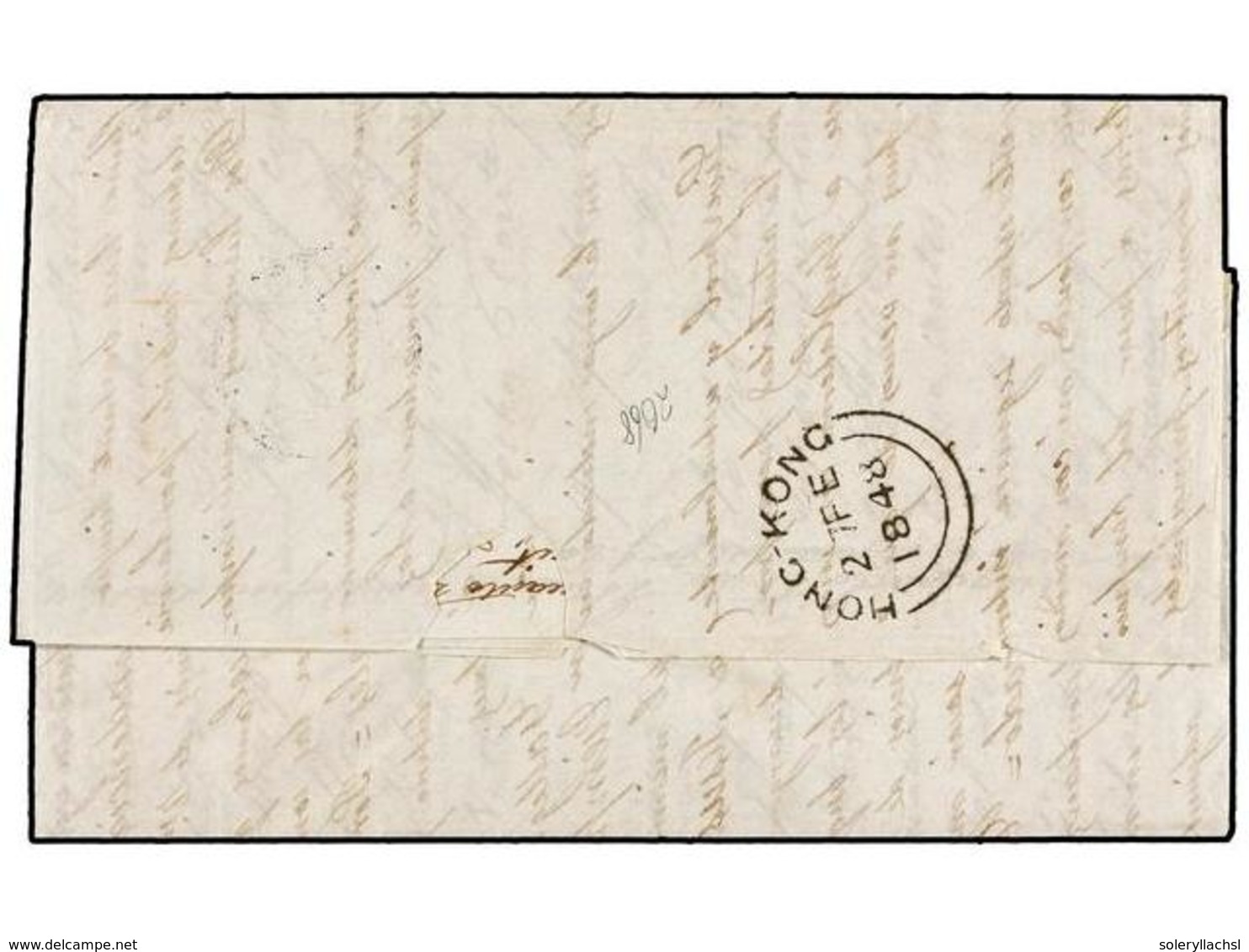 MACAO. 1848. MACAO To CADIZ (Spain). Carta Completa Circulada Vía Hong-Kong, Marca PAID/AT/HONG KONG En Rojo, Desinfecta - Otros & Sin Clasificación