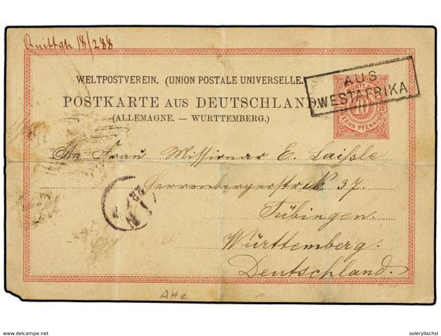 MOZAMBIQUE. 1888. IBO (Mozambique) To GERMANY. 10 Pf. Red German Reply Card Sent Via QUITTAH (Gold Coast) Cancelled AUS/ - Otros & Sin Clasificación