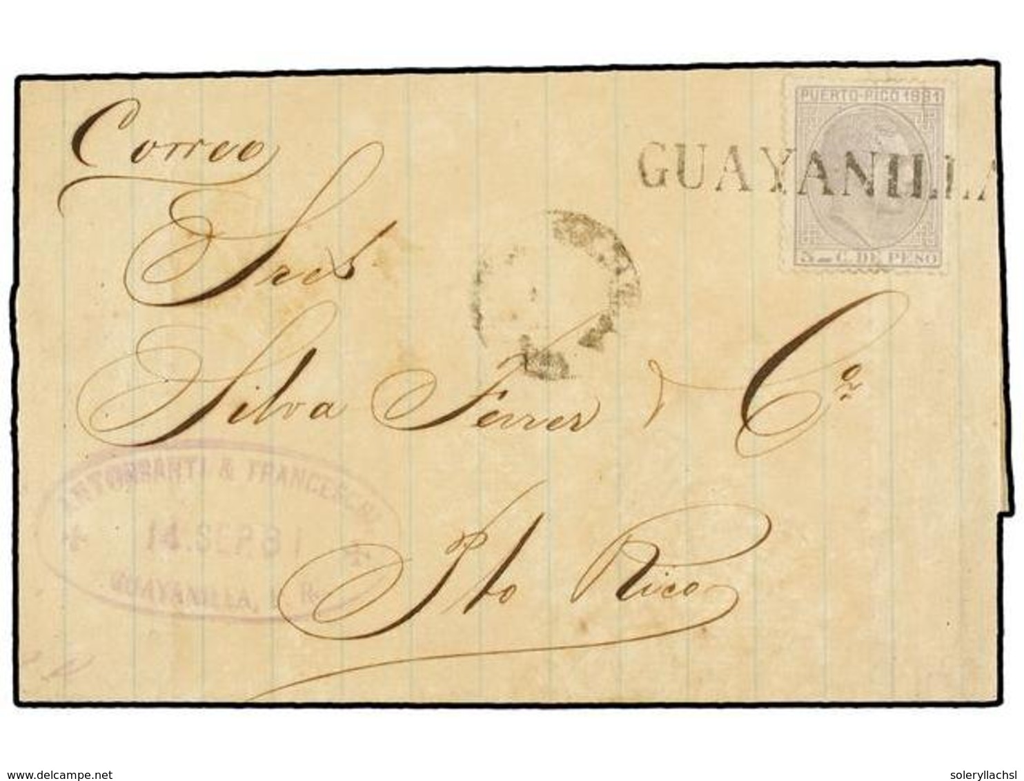 PUERTO RICO. Ed.51. 1861. GUAYANILLA A SAN JUAN. 5 Cts. Gris, Mat. Prefilatélico GUAYANILLA. MAGNÍFICO Y RARO. Cert. GRA - Autres & Non Classés