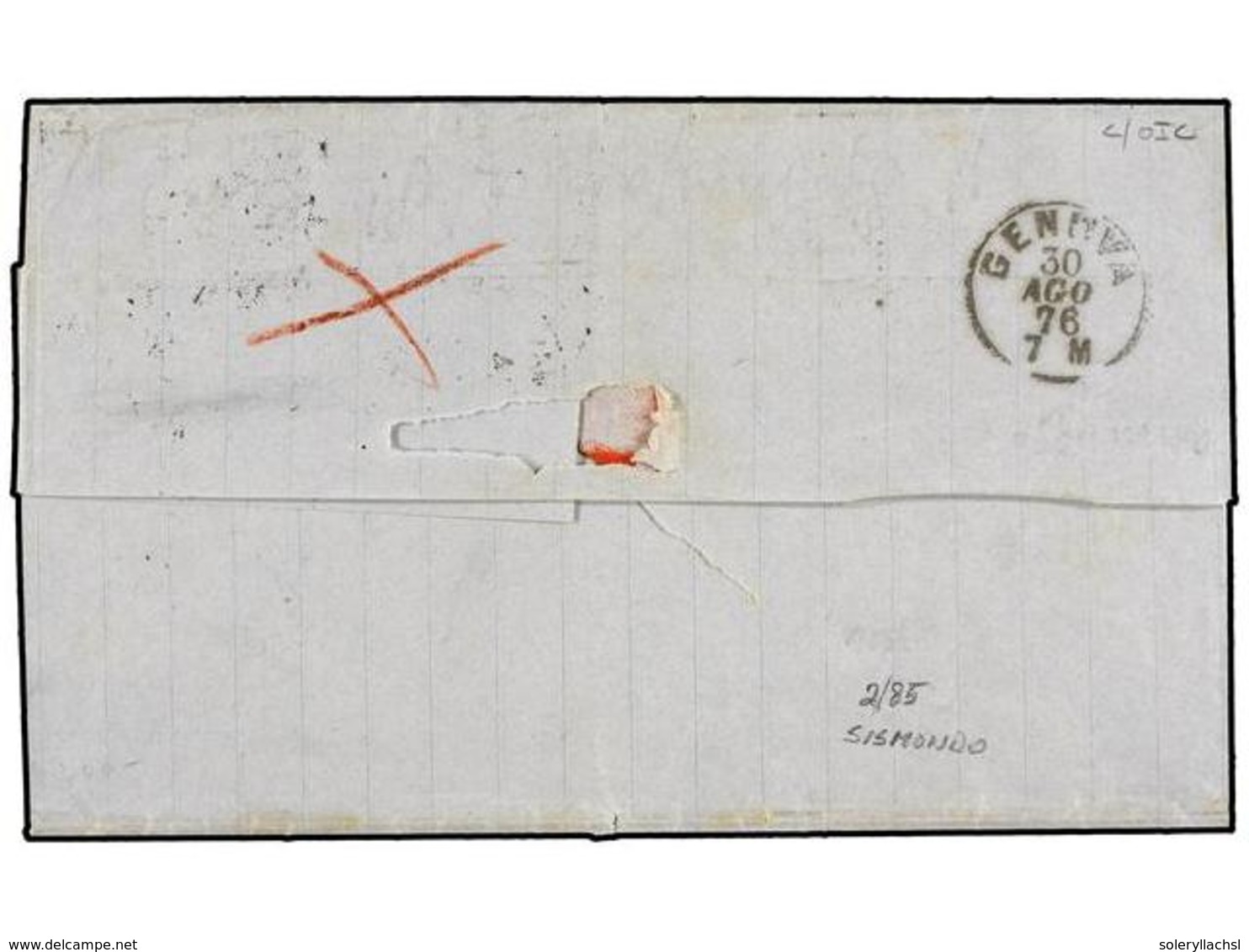 PUERTO RICO. 1876. MAYAGUEZ A GÉNOVA. Circulada Con Sellos Británicos De 3 D. Rosa (pl. 18) Y 1 Sh. Verde (pl. 12) (2) M - Otros & Sin Clasificación