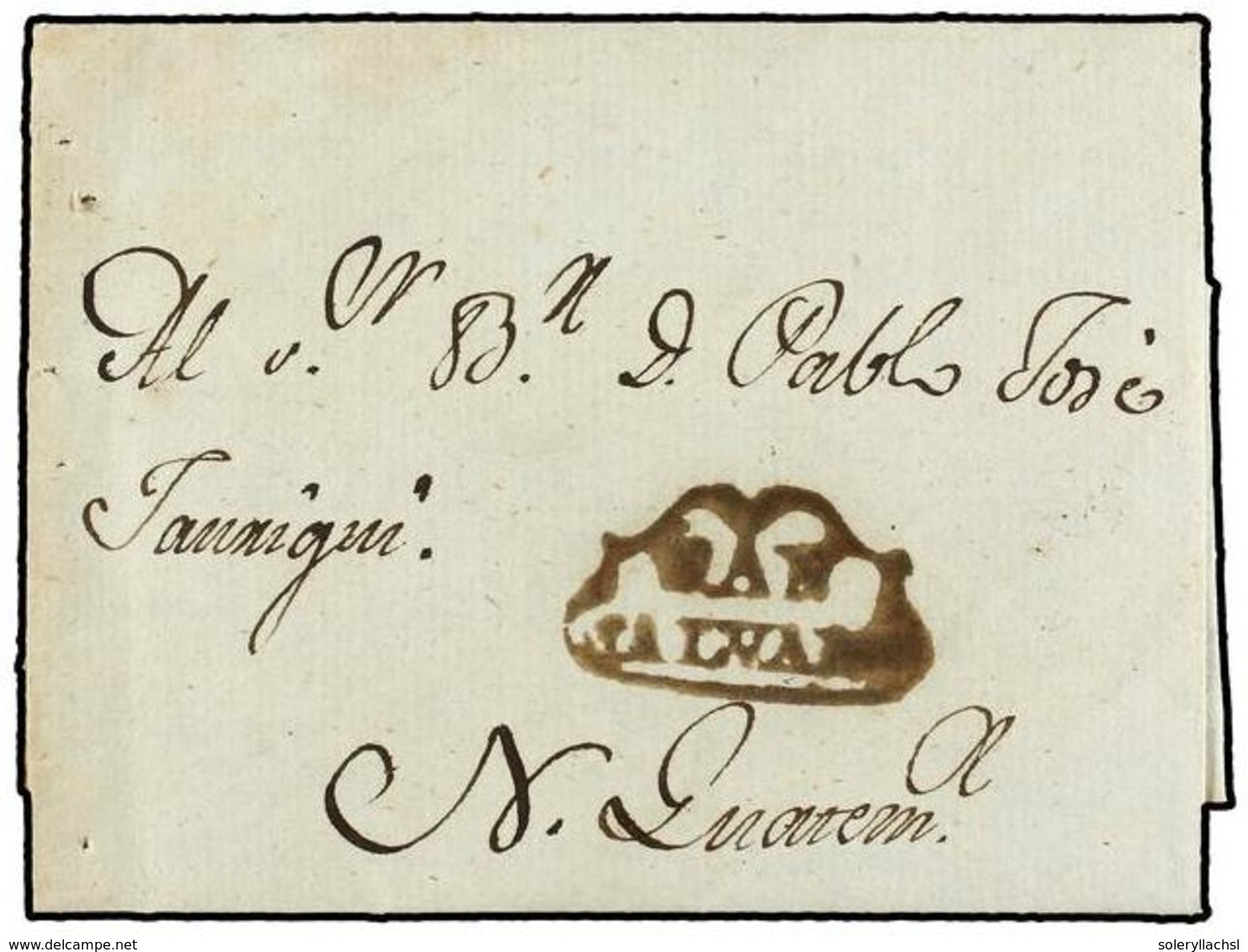 SALVADOR. 1798 (5 Diciembre). SAN SALVADOR A N. GUATEMALA. Carta Completa Con Texto. Marca SAN/SALVADOR (nº 1) En Tinta  - Autres & Non Classés