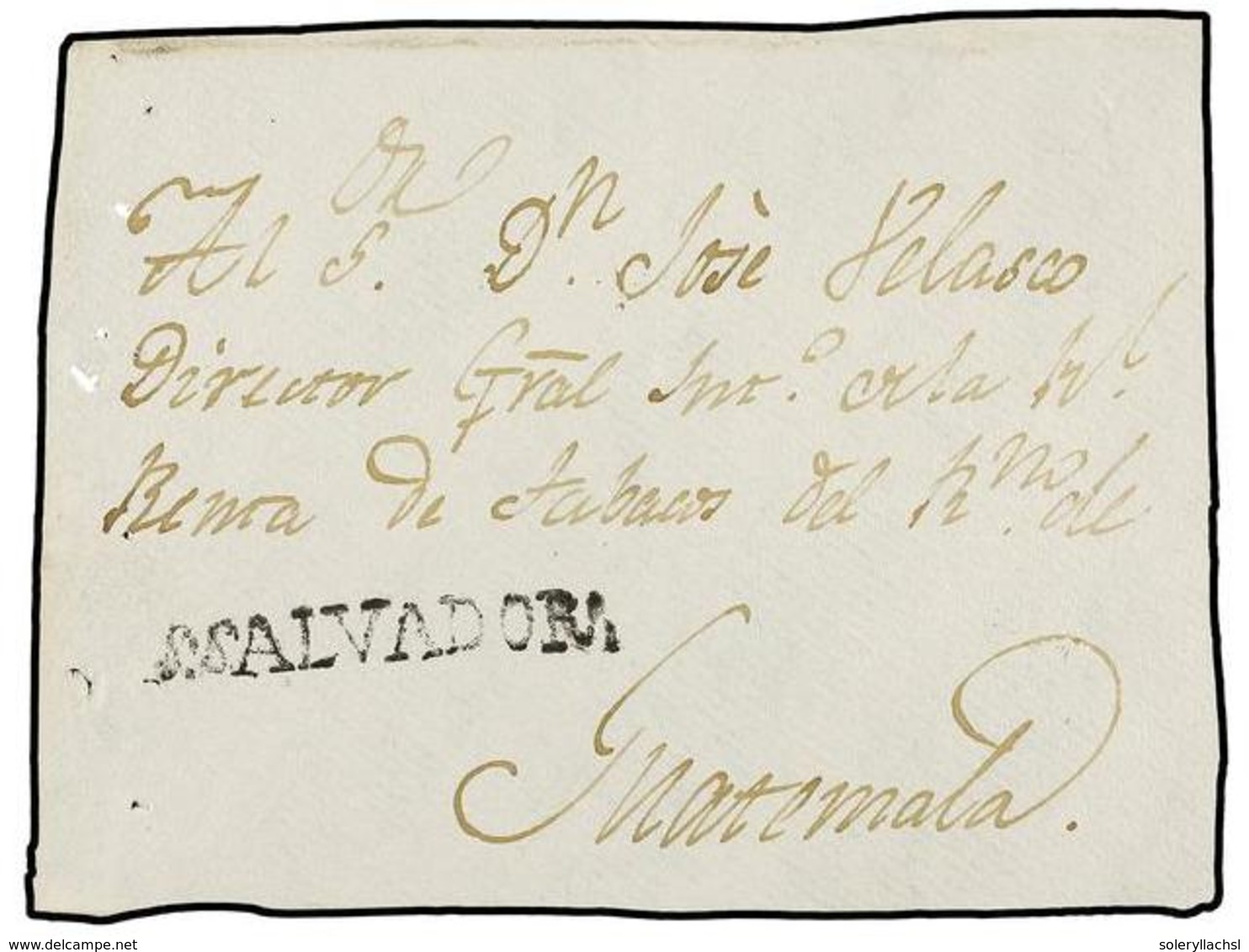 SALVADOR. (1815 CA.). Frontal Circulado A GUATEMALA. Marca Lineal S. SALVADOR (nº 4) En Negro. - Sonstige & Ohne Zuordnung