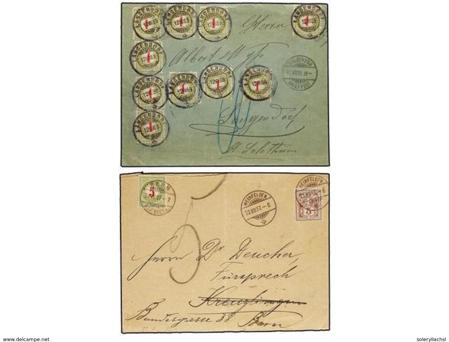 SUIZA. 1879-97. Six Covers With POSTAGE DUE Stamps. - Sonstige & Ohne Zuordnung