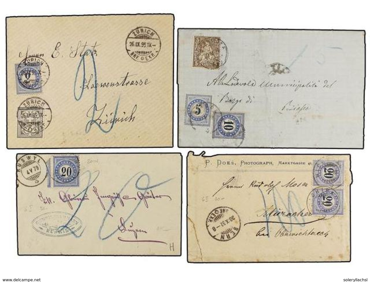 SUIZA. 1879-97. Six Covers With POSTAGE DUE Stamps. - Sonstige & Ohne Zuordnung