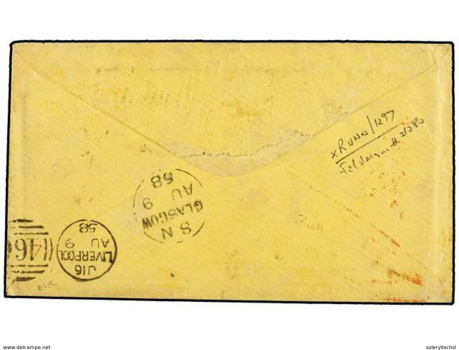 ESTADOS UNIDOS. Sc.26 (8). 1858. LAWRENCEVILLE To LIVERPOOL. 3 Cents. Red (Ty. III) (8) Tied By Circular LAWRENCEVILLE/G - Otros & Sin Clasificación