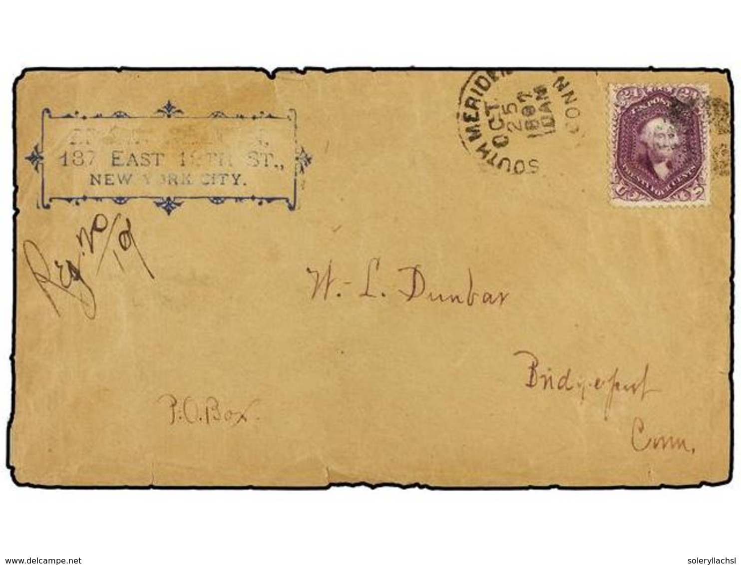 ESTADOS UNIDOS. Sc.70P4. 1897 (Oct. 5). SOUTH MERIDIEN (Conn.) To BRIDGEPORT. Envelope Used With A 24 Cents. Red Lilac P - Other & Unclassified