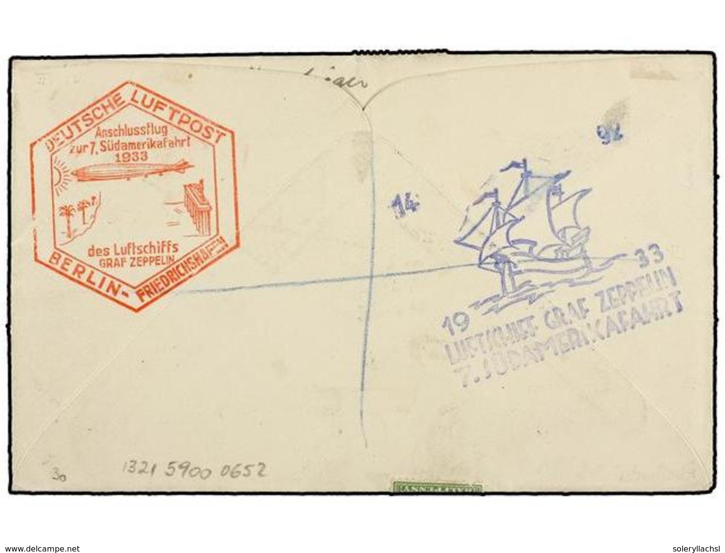 ZEPPELIN. 1933. MOROCCO. TANGIER To PERNAMBUCO (Brazil). Envelope Franked With 1/2 D. (3), 1 D. (3), 1 1/2 D. (3) And 2  - Otros & Sin Clasificación