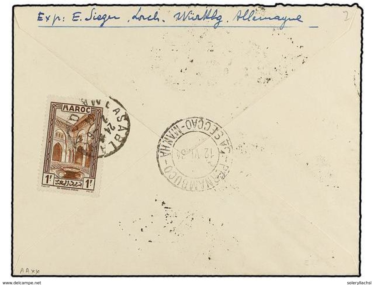 ZEPPELIN. 1934. FRENCH MOROCCO. CASABLANCA To RECIFE (Brasil). Envelope Franked With 1 Fr., 2 Fr. And 10 Fr. Stamp, Sent - Sonstige & Ohne Zuordnung