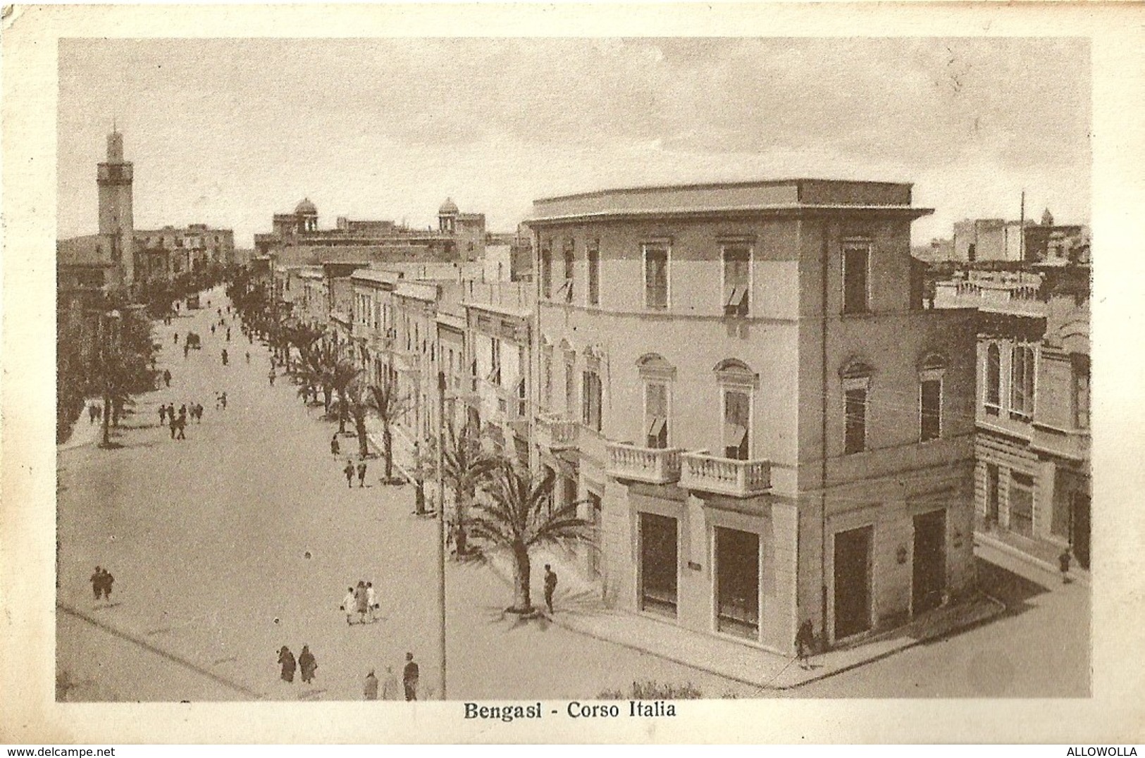 5078 " BENGASI-CORSO ITALIA "ANIMATA - CART. ORIG.  SPED.1934 - Libia