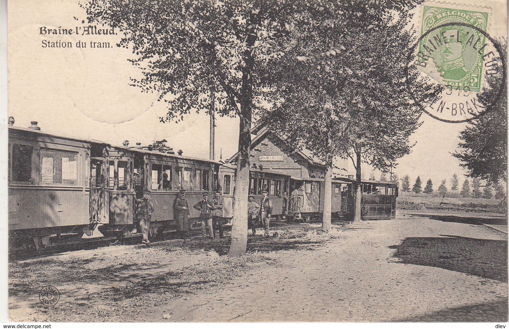 Braine L' Alleud - Station Du Tram - Tram à Vapeur - 1919 - Edit. G. Hermans, Anvers - Tramways