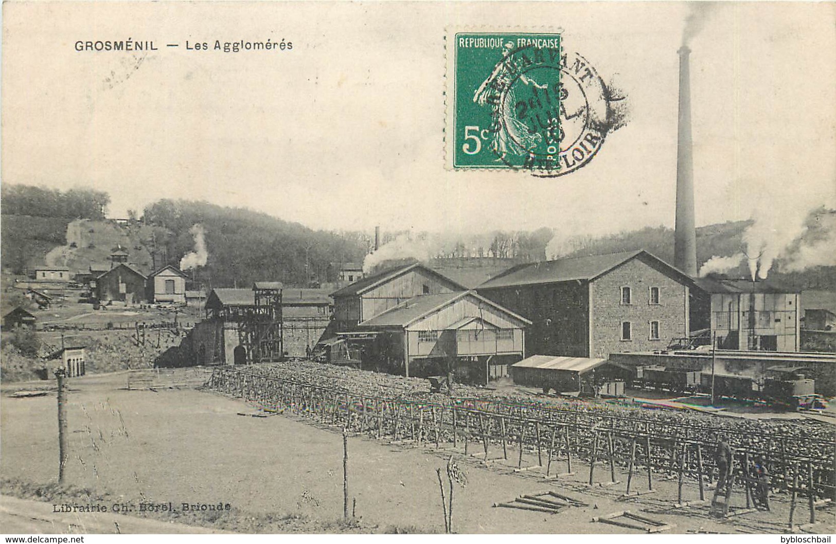 CPA 43 Haute Loire Grosménil Les Agglomérés Mine Usine Cheminée Wagons - Other & Unclassified