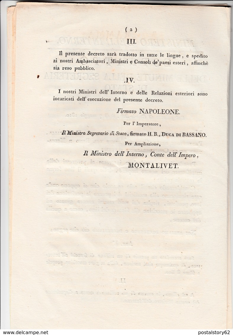 Impero Francese, Premio Di Un Milione Di Franchi All'inventore Della Miglior Macchina Per Filare Il Lino. 07 Maggio 1807 - Decrees & Laws