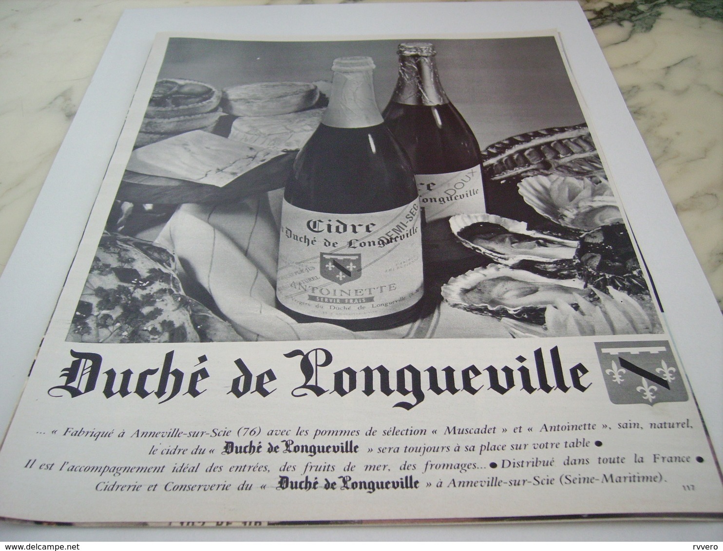 ANCIENNE PUBLICITE  DU VRAI CIDRE DUCHE DE LONGUEVILLE 1968 - Alcoholes