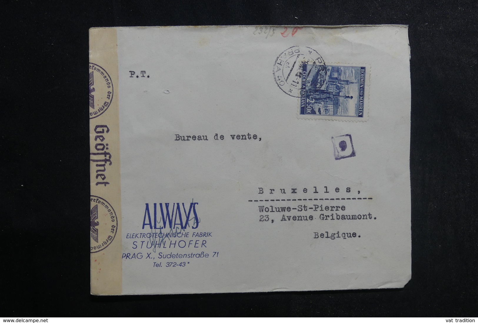 ALLEMAGNE - Enveloppe Commerciale De Bohême Et Moravie Pour La Belgique En 1940 Avec Contrôle Postal - L 39964 - Lettres & Documents