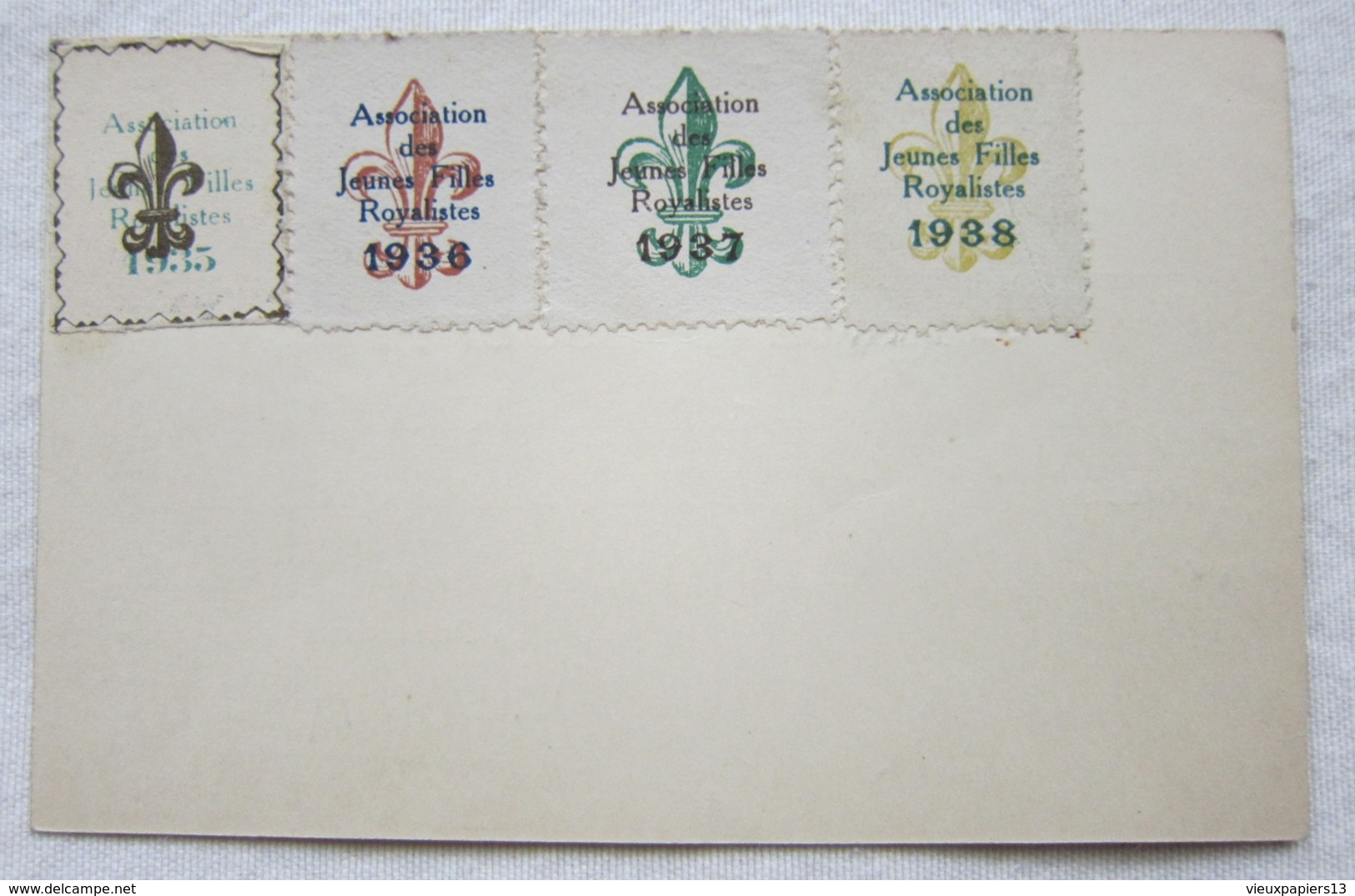 Rare Carte D'Associée - Association Des Jeunes Filles Royalistes - Paris - Timbres 1935-36-37-38 - Signature Y De Kerret - Documents Historiques