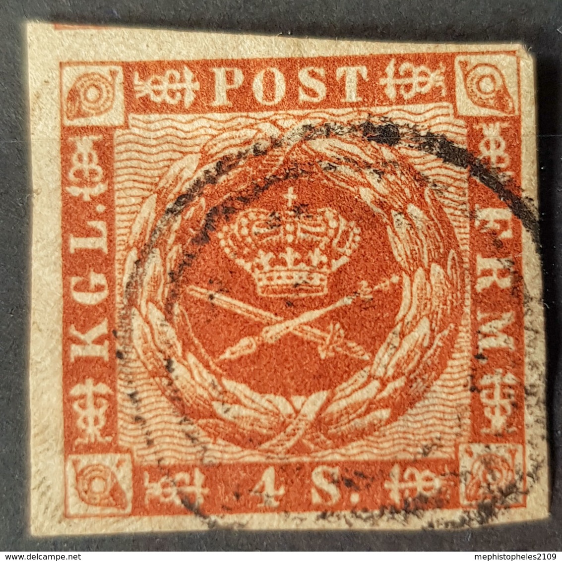 DENMARK - Canceled - Sc# 7 - 4s - Used Stamps