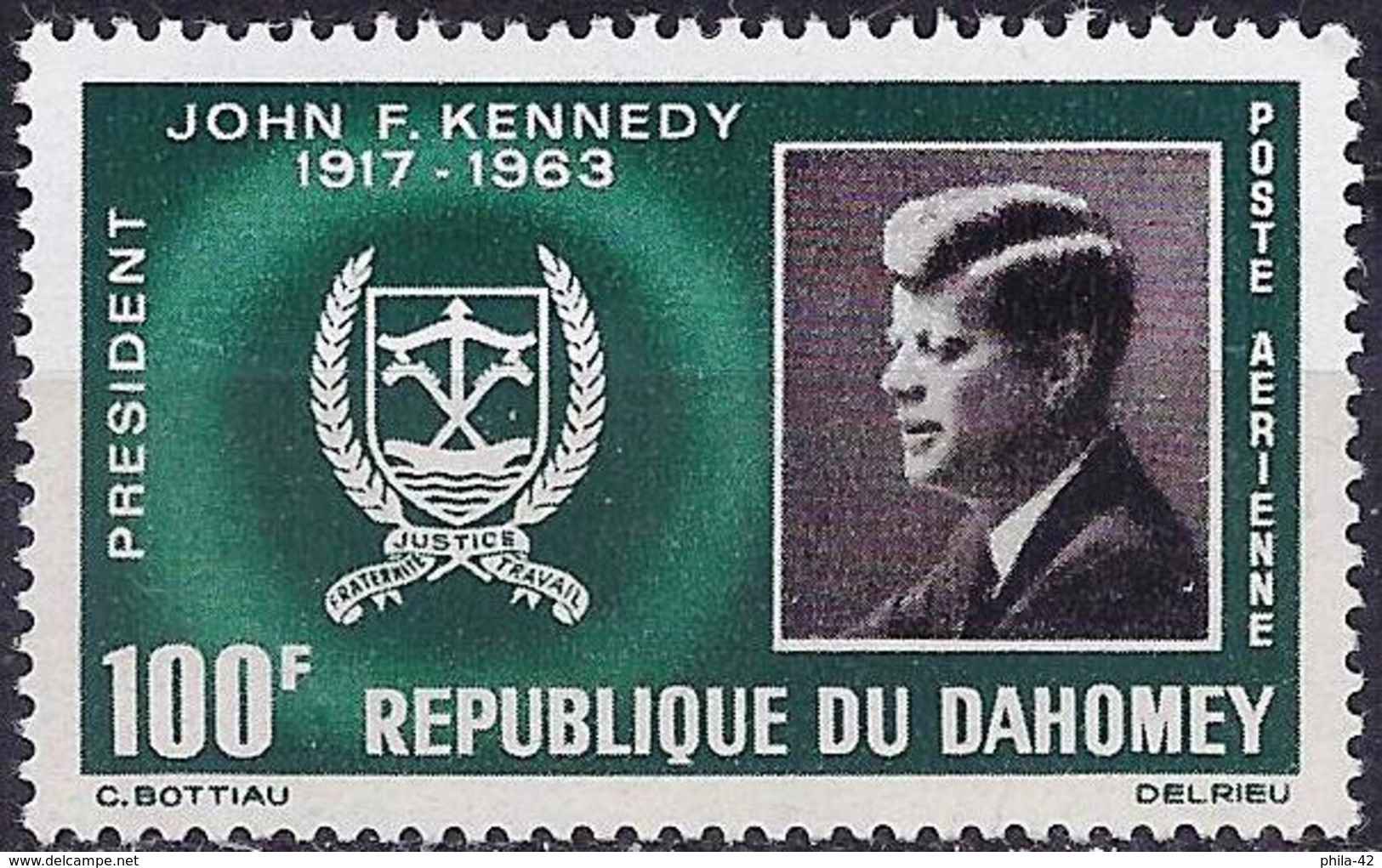 Dahomey 1965 - Mi 265 - YT Pa 34 ( John Fitzgerald Kennedy ) MNH** Airmail - Bénin – Dahomey (1960-...)