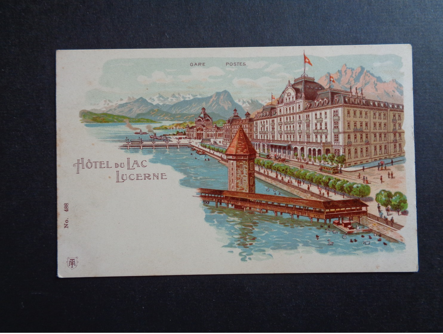 Suisse ( 216 )  Switserland  Svizzera  Sweiz  Zwitserland  :  Lucerne   Hôtel Du Lac   Litho - Lucerna