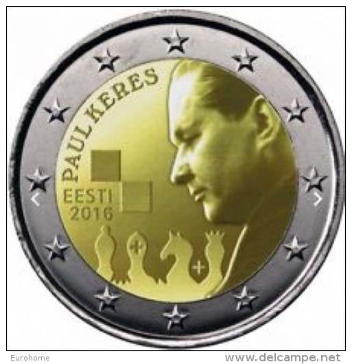 Estland  2016     2 Euro Commemo   100 Jaar Paul Keres      UNC Uit De Rol  UNC Du Rouleaux  !! - Estonie