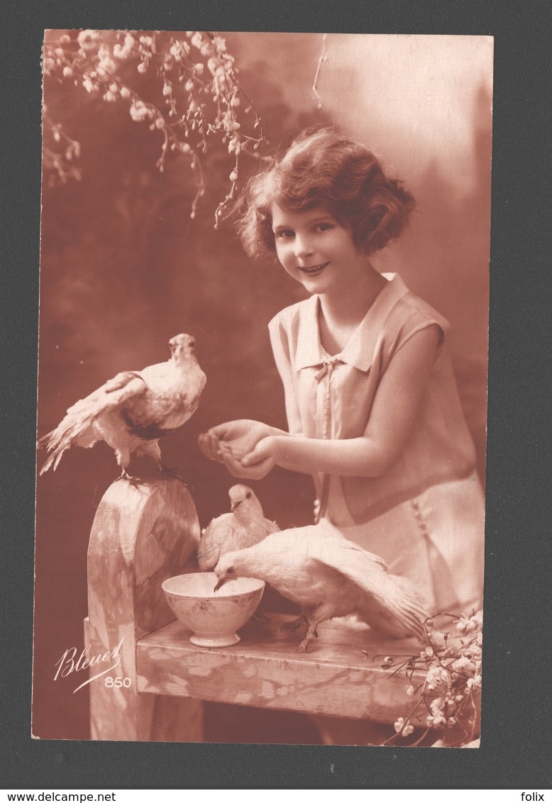 Fantasy / Fantaisie / Fantasie Kaart - Fille Avec Pigeons / Kind Met Duiven / Child With Pigeons - 1928 - Scènes & Paysages