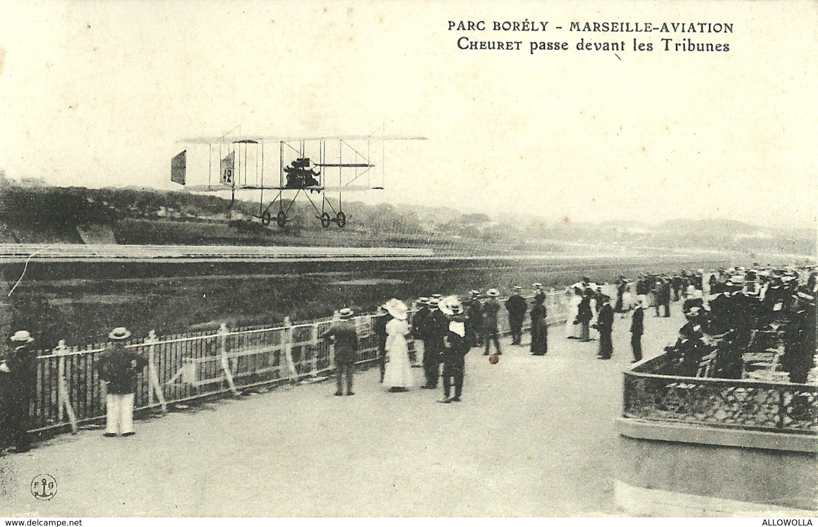 5084 "PARC BORELY-MARSEILLE AVIATION-CHEURET PASSE DEVANT LES TRIBUNES "LEON CHEURET SU FARMAN- CART. ORIG.NON  SPED. - ....-1914: Precursori