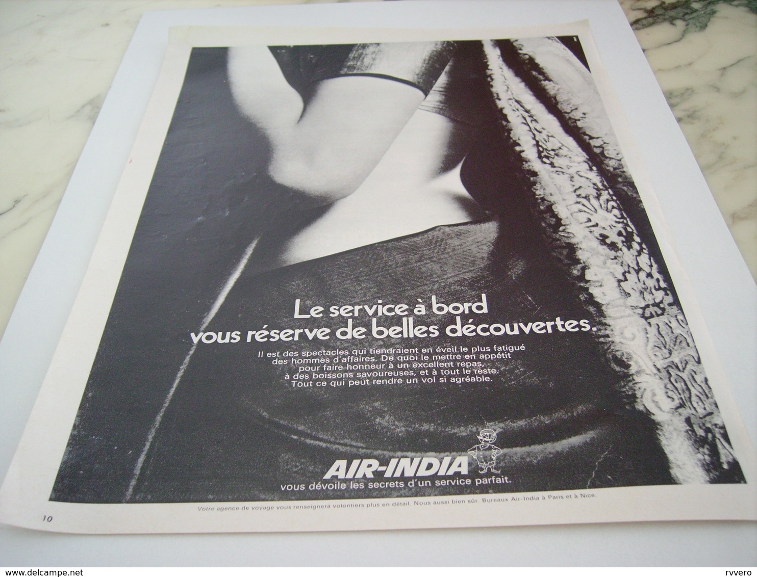 ANCIENNE PUBLICITE SERVICE A BORD LIGNE AERIENNE  AIR INDIA 1968 - Pubblicità