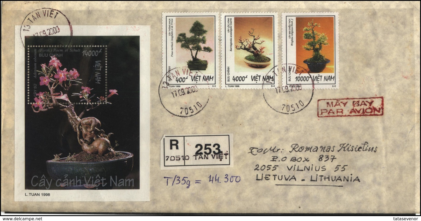 VIETNAM Cover Postal History Bedarfsbrief VN 003 Air Mail Bonsai Propagation - Viêt-Nam