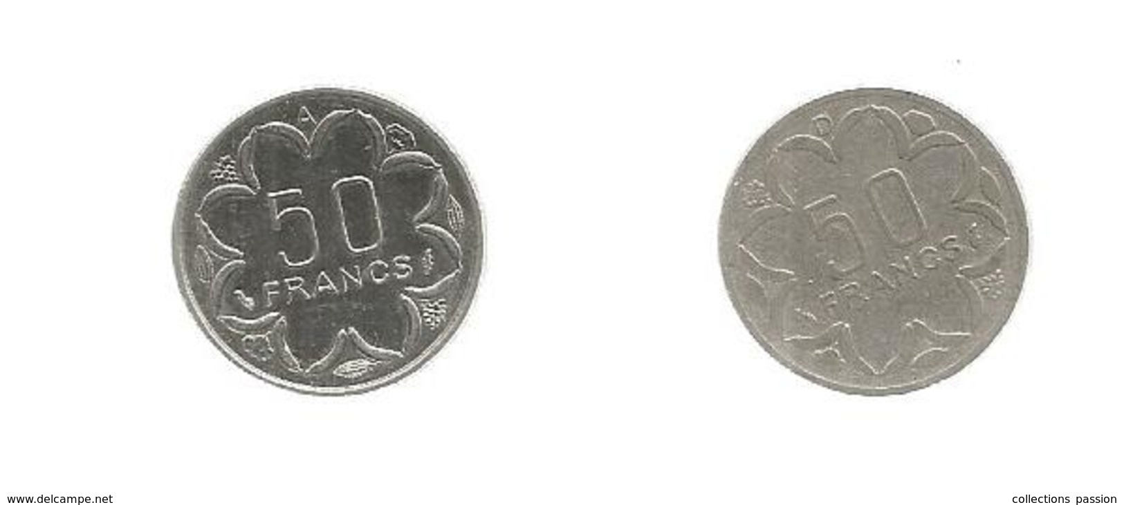 Banque Centrale Des Etats De L'AFRIQUE CENTRALE , 50 Francs , 1976 D - 1989 A ,  2 Scans , LOT DE 2 MONNAIES - Lots & Kiloware - Coins