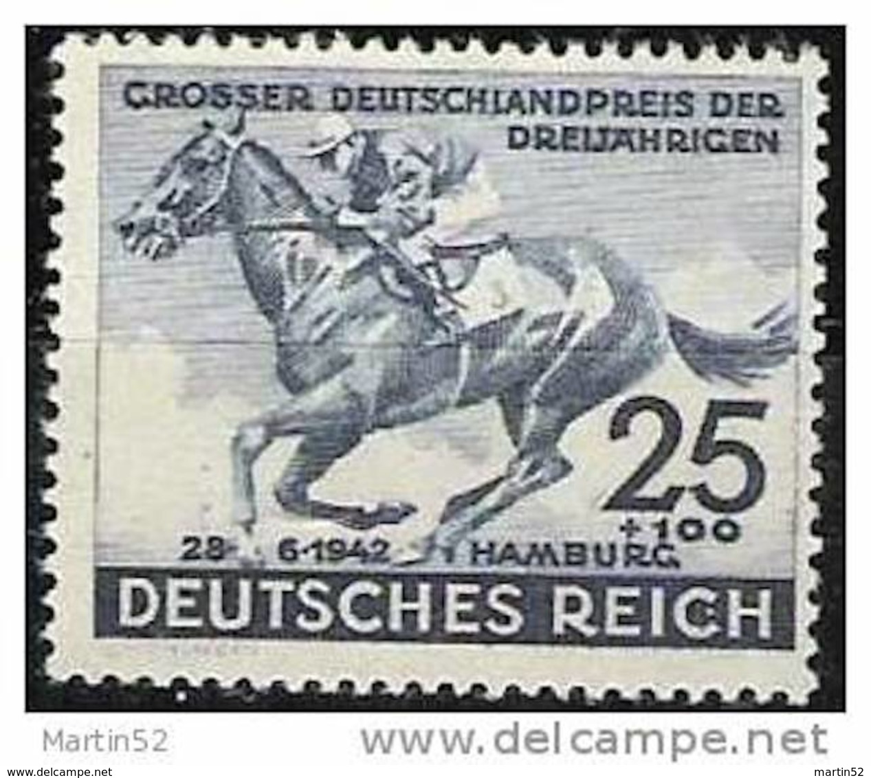 Deutsches Reich 1942: GROSSER DEUTSCHLANDPREIS DER DREIJÄHRIGEN HAMBURG  Mi.814 ** MNH (Michel-Junior 22.00 Euro) - Hippisme