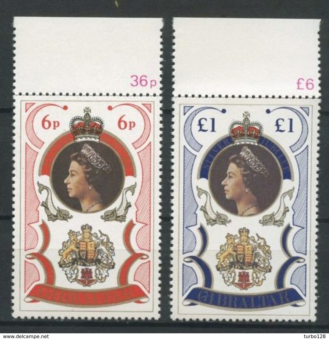 Gibraltar 1977 N° 346/347 ** Neufs MNH Superbes C 4,50 € Elizabeth II Anniversaire Accession Au Trône Portraits - Gibilterra