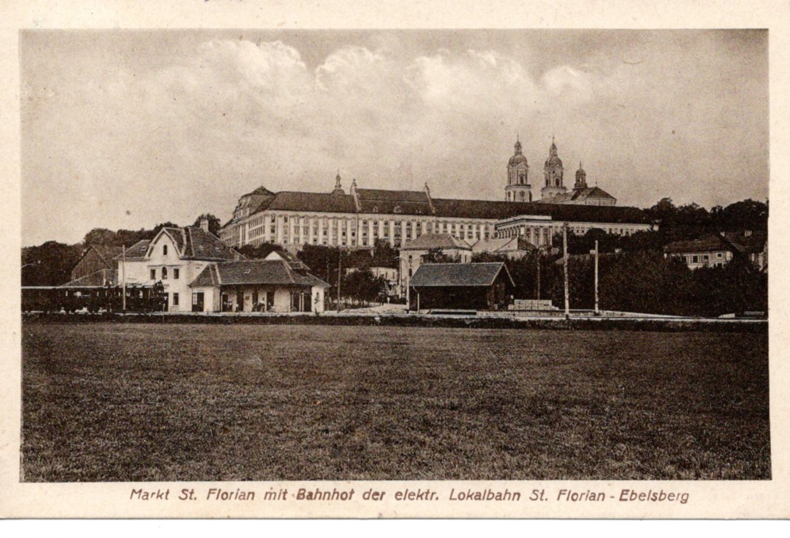 St. FLORIAN -Augustiner- Chorherrnstift, Bahnhof Der Elektr. Lokalbahn St.Florian - Ebelsberg, Lokalbahnzug, 13.8.1920 - Sonstige & Ohne Zuordnung