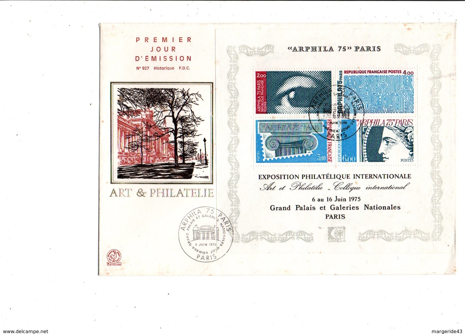 FDC 1975  BLOC ARPHILA - 1970-1979