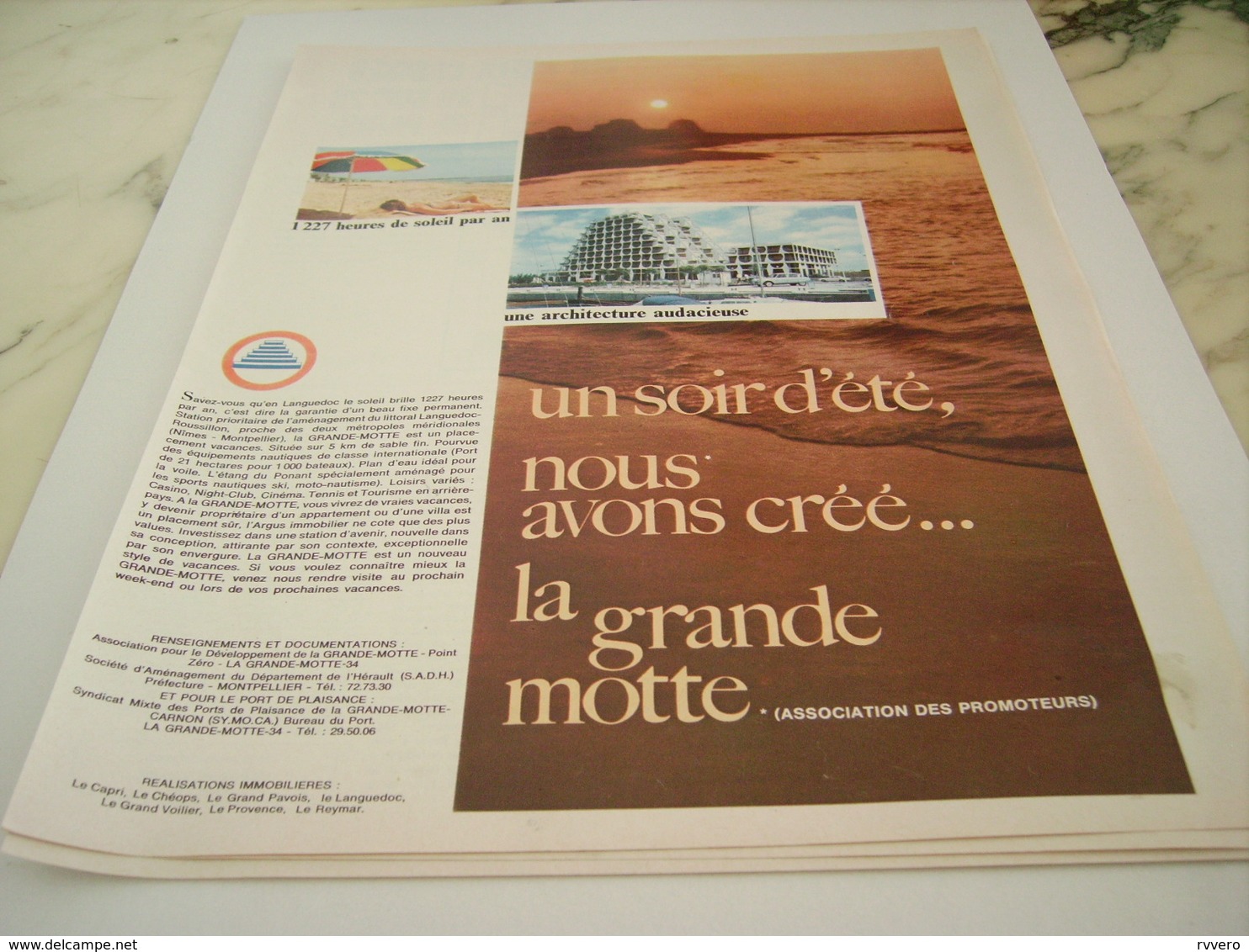 ANCIENNE PUBLICITE LA GRANDE MOTTE 1968 - Other & Unclassified