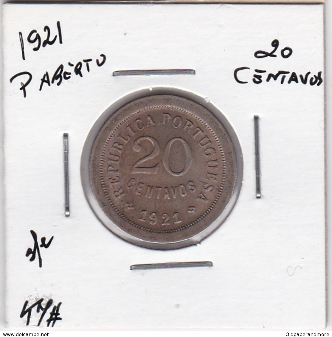 PORTUGAL COIN - 20 CENTAVOS 1921 ( P Aberto ) - Portugal