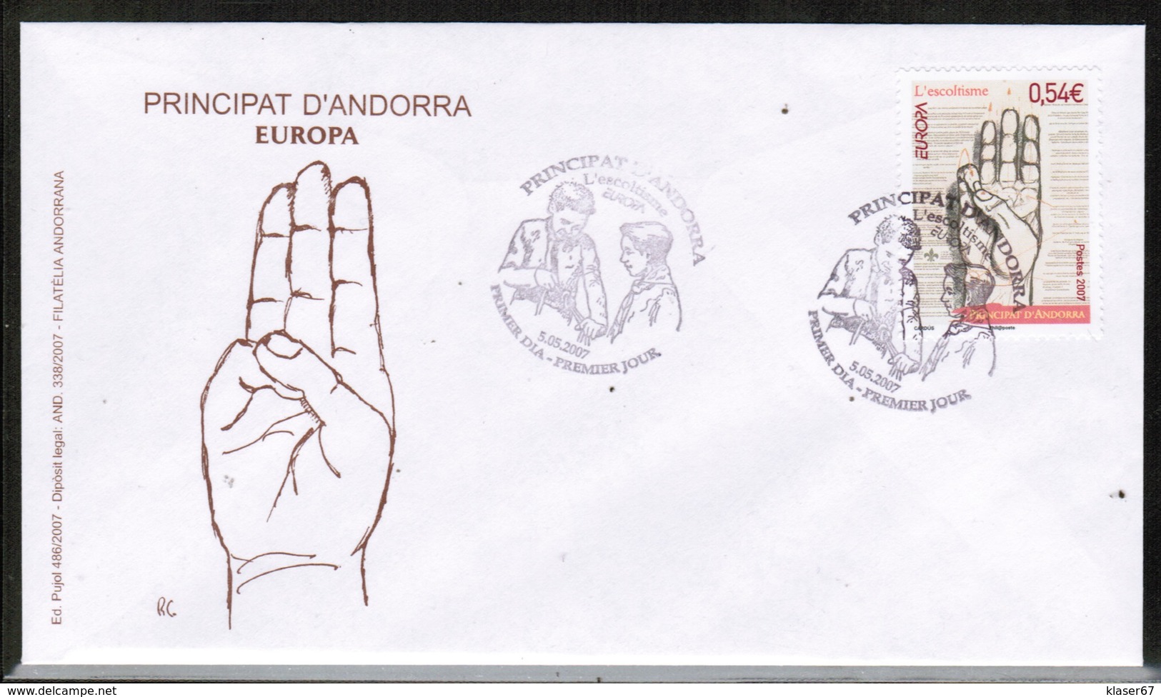 CEPT 2007 AD FR MI 661 ANDORRA FRANCE FDC - 2007