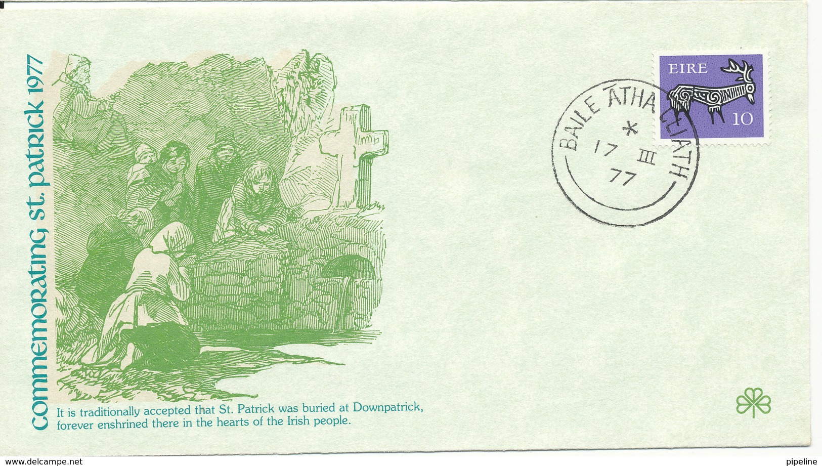 Ireland Cover Baile Atha Cliath 17-3-1977 With Special St. Patrick Cachet - Covers & Documents