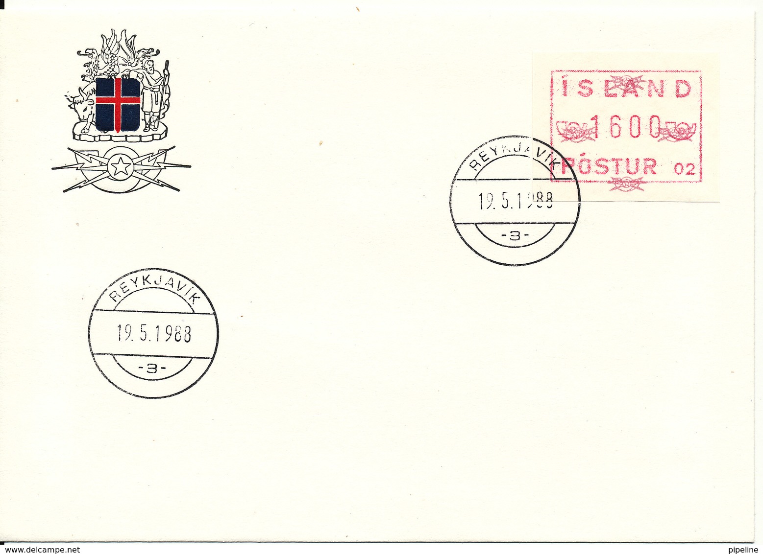 Iceland FDC 19-5-1988 ATM Frama Label 16,00 Kroner - Machine Labels [ATM]