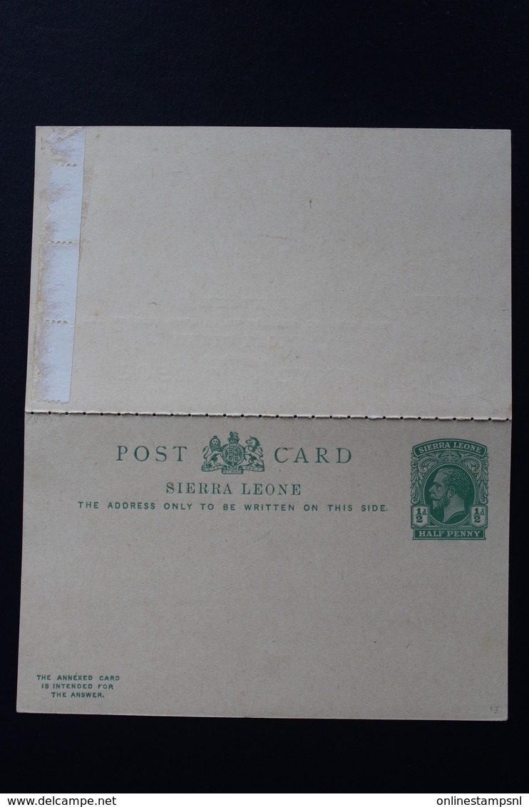 SIERRA LEONE 2 POSTCARDS HG 11 + 13 (WITH ANSWER) NOT USED - Sierra Leona (...-1960)