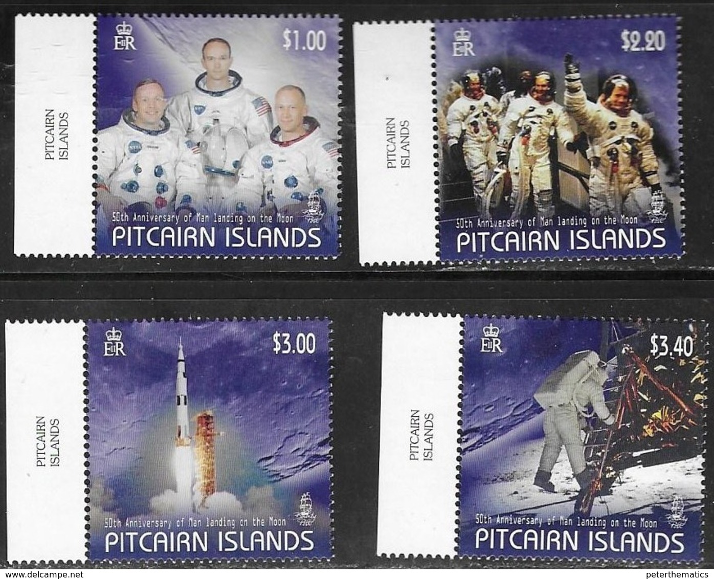 PITCAIRN ISLAND, 2019, MNH, SPACE, MOON LANDING,4v - Ozeanien