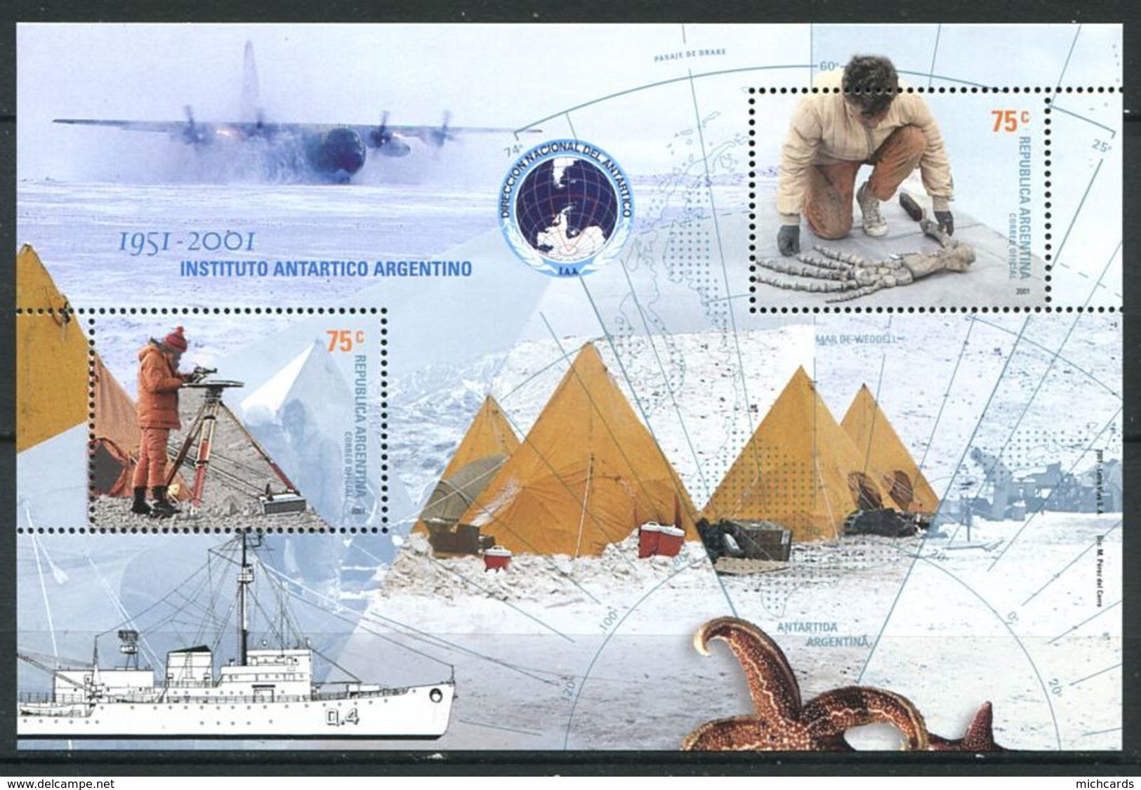 251 ARGENTINE 2001 - Yvert BF 75 - Antarctique Camp Base Bateau - Neuf ** (MNH) Sans Charniere - Neufs