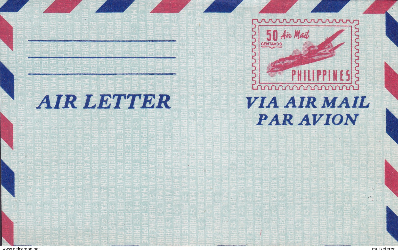 Philippines Postal Stationery Ganzsache Entier Aerogramme Air Letter 50c. Aeroplane Flugzeug Arienne (Unused) - Philippinen