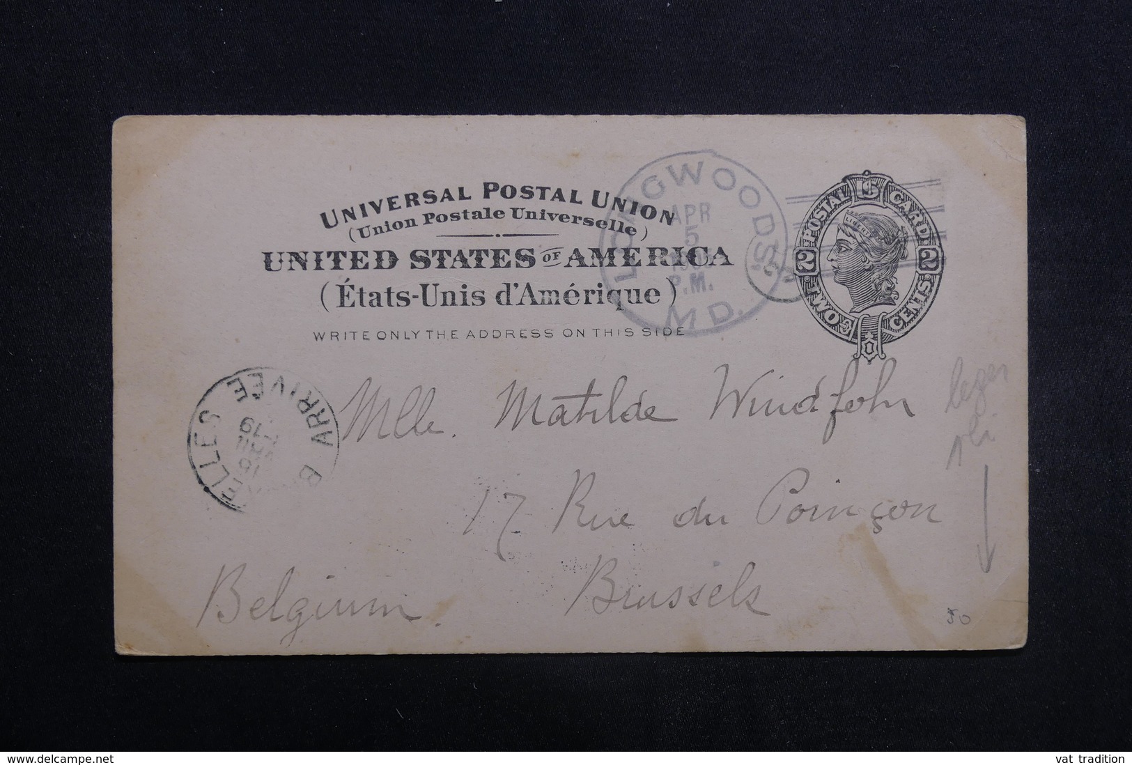 ETATS UNIS - Entier Postal De Longwoods Pour La Belgique En 1905 - L 40013 - 1901-20